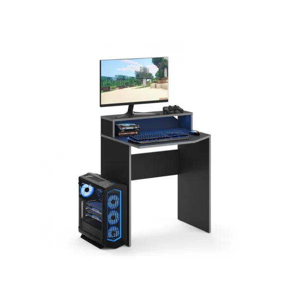 Bureau gaming noir et gris PM bureau de jeu bureau gamer bureau informatique