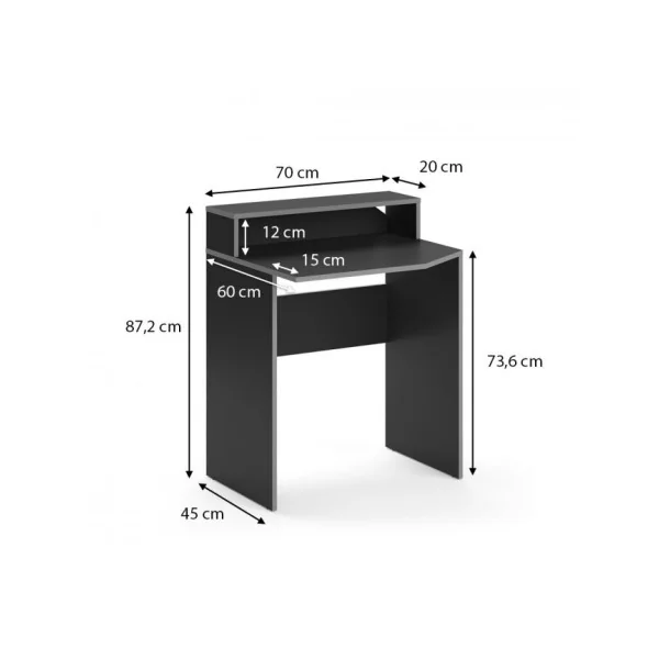 Bureau gaming noir et gris PM bureau de jeu bureau gamer bureau informatique