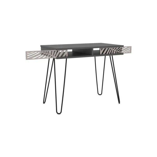 Bureau industriel anthracite et noir pieds épingles Bureau design métal et bois