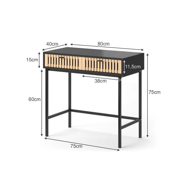 Bureau industriel bambou et noir Bureau moderne Console de salon Console d'entrée