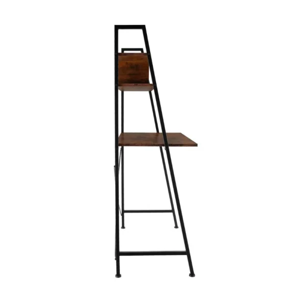 Bureau industriel brun foncé Table de bureau métal et bois