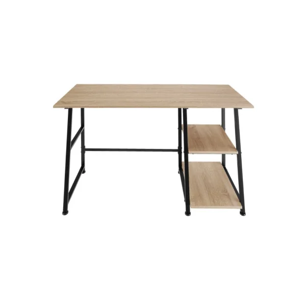 Bureau industriel chêne avec étagères Table de bureau métal et bois