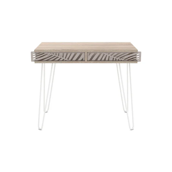 Bureau industriel chêne et blanc pieds épingles Bureau design métal et bois