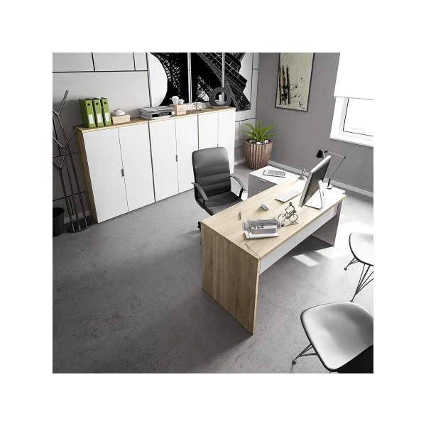 Bureau réversible avec commode 3 tiroirs Bureau d'angle moderne Bureau de travail