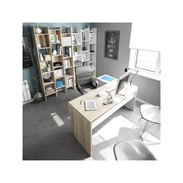 Bureau réversible avec commode 3 tiroirs Bureau d'angle moderne Bureau de travail