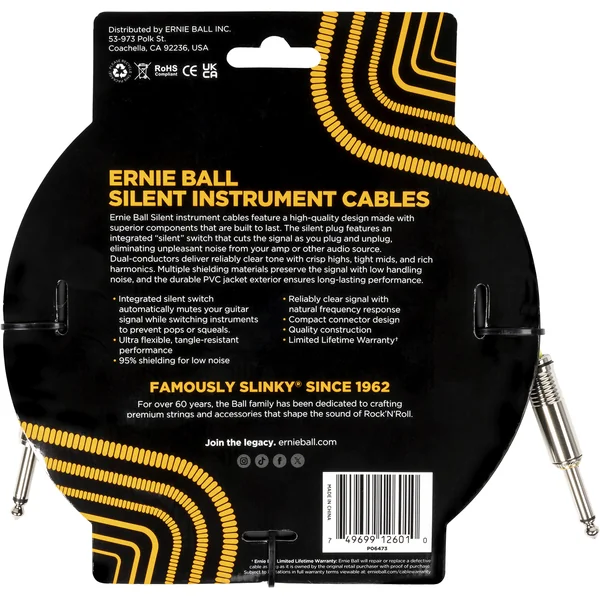 Cable instrument classic Silent jack/jack 6m noir