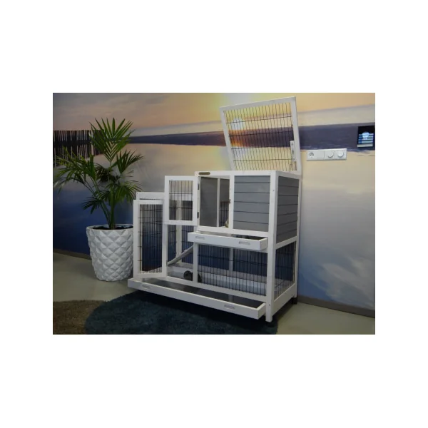 Cage Lapin en Bois Massif Maille Anti Rongement Cage Cochon d'inde Moderne