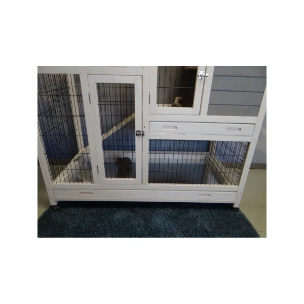 Cage Lapin en Bois Massif Maille Anti Rongement Cage Cochon d'inde Moderne