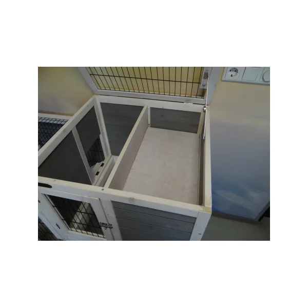 Cage Lapin en Bois Massif Maille Anti Rongement Cage Cochon d'inde Moderne