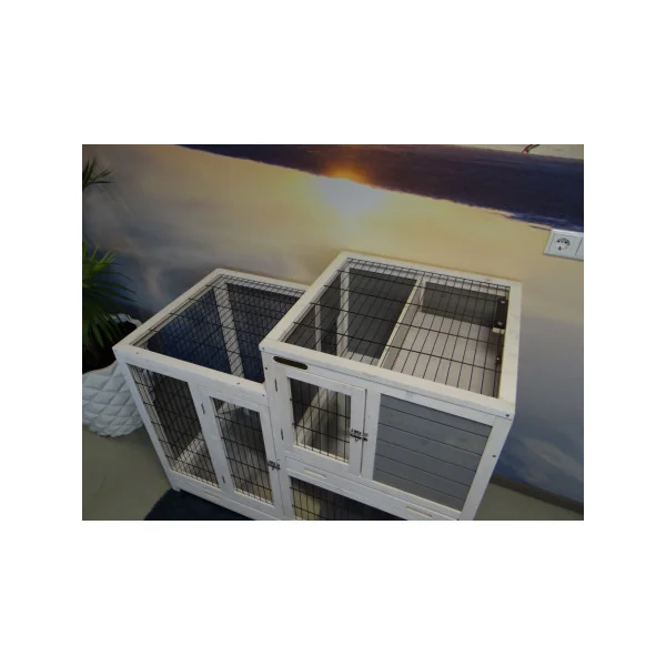 Cage Lapin en Bois Massif Maille Anti Rongement Cage Cochon d'inde Moderne