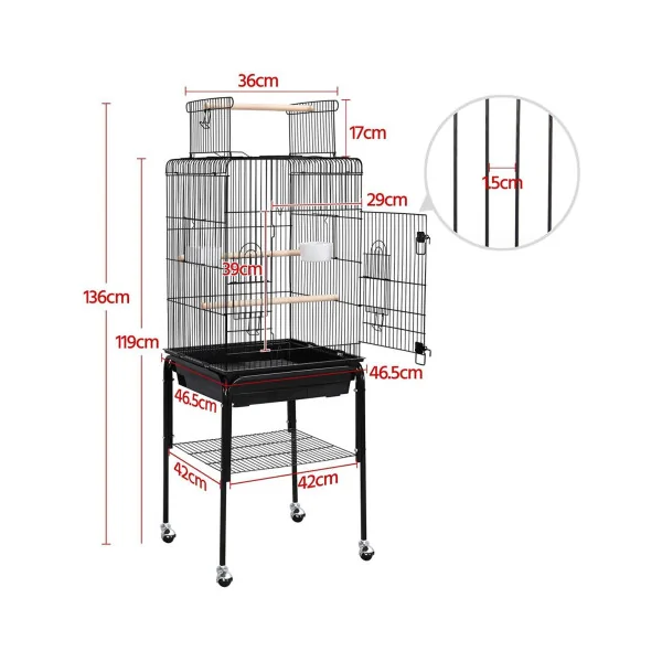 Cage oiseau avec support pour perruche canari mandarin