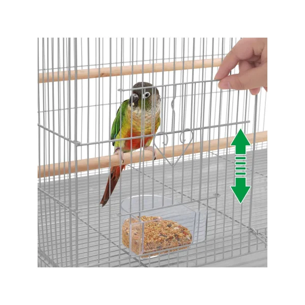 Cage élevage 77cm Grise Bac Plastique pour inséparable canari mandarin