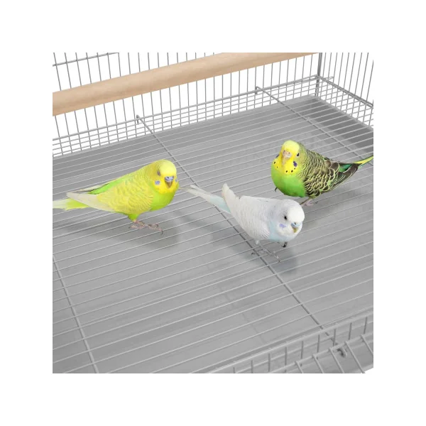 Cage élevage 77cm Grise Bac Plastique pour inséparable canari mandarin