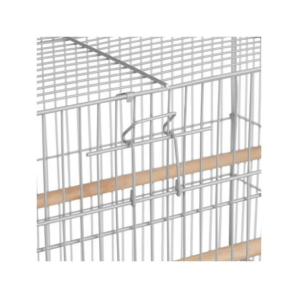 Cage élevage 77cm Grise Bac Plastique pour inséparable canari mandarin