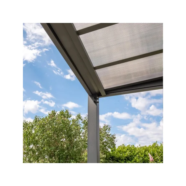 Carport adossé 16,29m² double pente Carport en Aluminium Toit en polycarbonate Fabrication en France