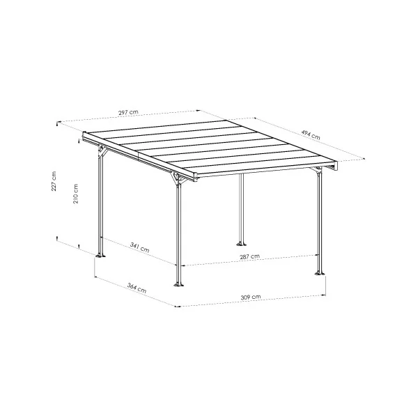 Carport autoportant 15,73m² Carport en Aluminium Toit en polycarbonate Fabrication en France