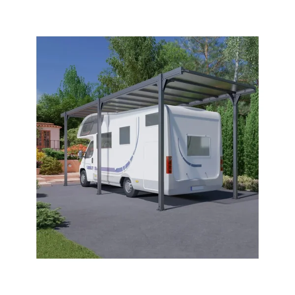 Carport camping car monopente 27,23m² Carport en Aluminium Toit en polycarbonate Fabrication en France