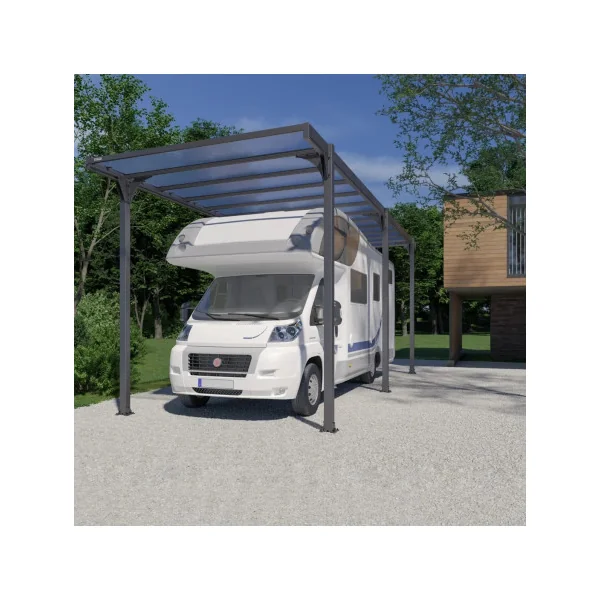 Carport camping car monopente 27,23m² Carport en Aluminium Toit en polycarbonate Fabrication en France