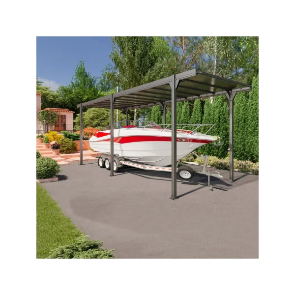 Carport camping car monopente 27,23m² Carport en Aluminium Toit en polycarbonate Fabrication en France