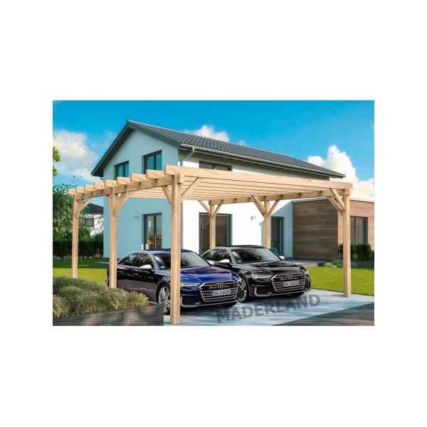 Carport double abri voiture 600x500 cm Abri voiture Carport en lamellé collé