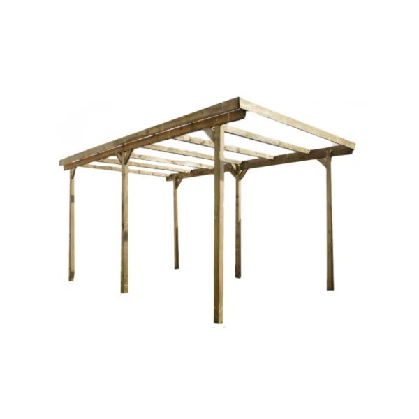 Carport voiture 15,26m² Sapin du Nord traitée autoclave Abri voiture bois massif