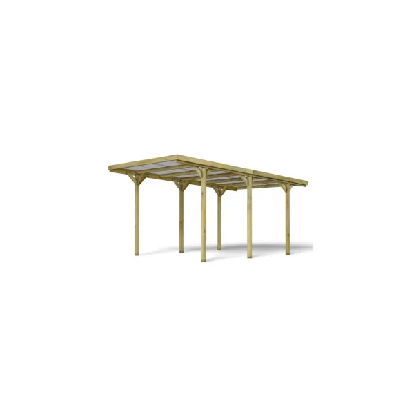 Carport voiture 15,56m² Pin Sylvestre autoclave Toiture PVC Abri voiture bois massif