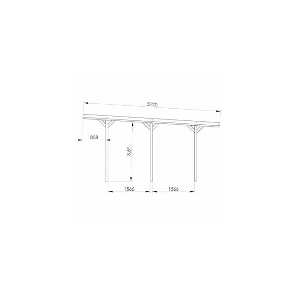 Carport voiture 15,56m² Pin Sylvestre autoclave Toiture PVC Abri voiture bois massif