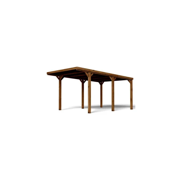 Carport voiture 16m² Pin Sylvestre autoclave marron Toiture Polycarbonate Abri voiture bois massif