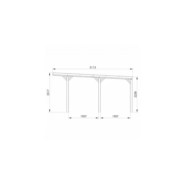 Carport voiture 16m² Pin Sylvestre autoclave marron Toiture Polycarbonate Abri voiture bois massif