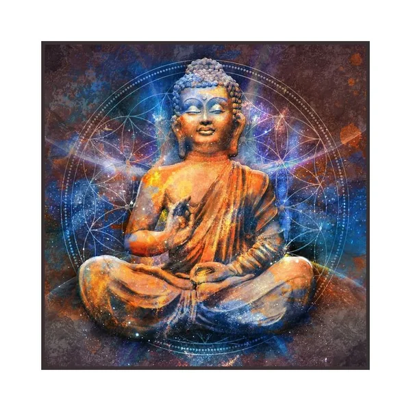 Carré simili cuir 44x44 cm bouddha