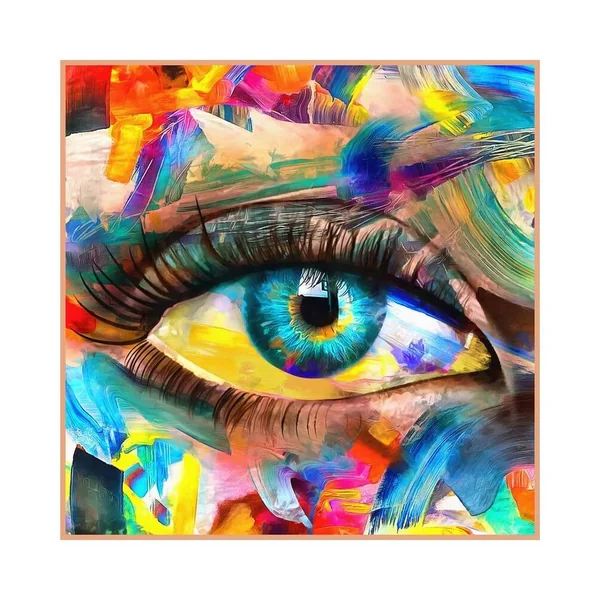 Carré simili cuir 44x44 cm oeil multicolore