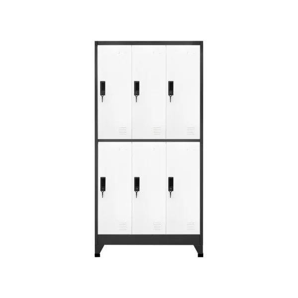 Casier vestiaire anthracite et blanc Armoire acier x6 Vestiaire professionnel Armoire métal 6 cases