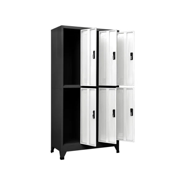 Casier vestiaire anthracite et blanc Armoire acier x6 Vestiaire professionnel Armoire métal 6 cases