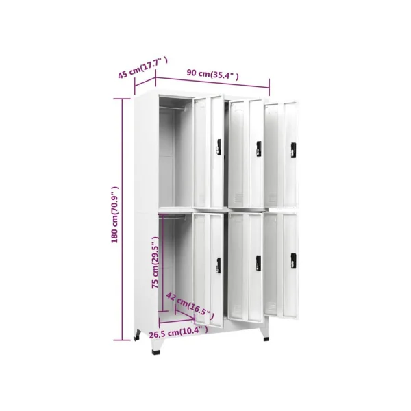 Casier vestiaire armoire acier x6 vestiaire professionnel en acier