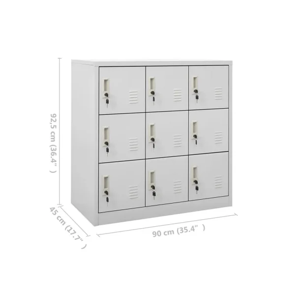 Casier vestiaire armoire en acier 9 compartiments gris Vestiaire professionnel Armoire métal 9 cases