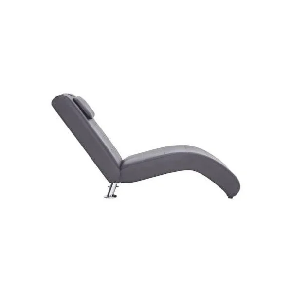 Chaise longue relaxation gris pied design fauteuil de salon design en similicuir