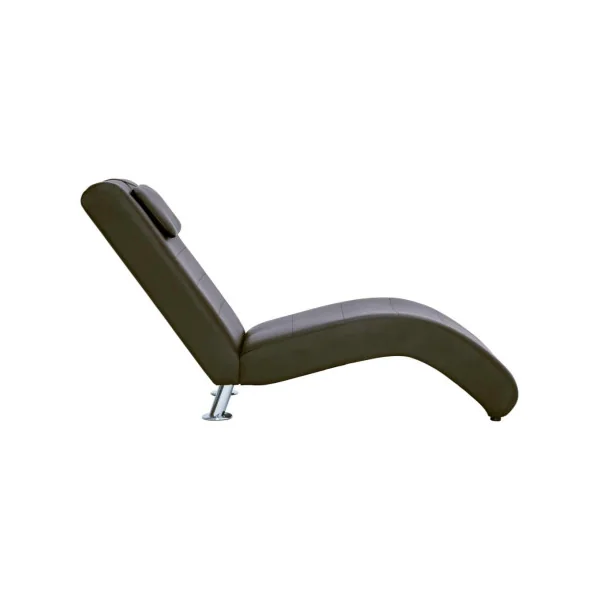 Chaise longue relaxation marron pied design fauteuil de salon design en similicuir