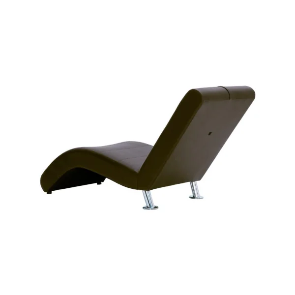 Chaise longue relaxation marron pied design fauteuil de salon design en similicuir