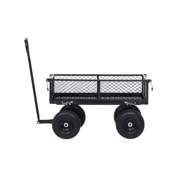 Chariot de jardin noir tout terrain 250 kg de charge chariot de transport en acier robuste