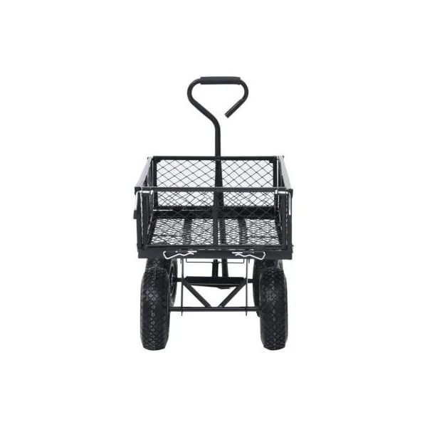 Chariot de jardin noir tout terrain 250 kg de charge chariot de transport en acier robuste
