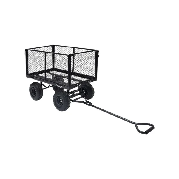 Chariot de jardin noir tout terrain 350 kg de charge chariot de transport en acier robuste