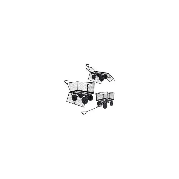 Chariot de jardin noir tout terrain 350 kg de charge chariot de transport en acier robuste