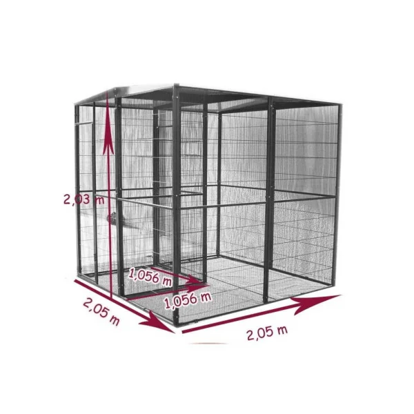 Chatière 2x2x2 m avec SAS chatière extérieure maille soudée robuste