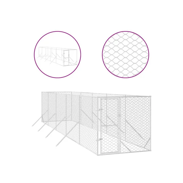 Chenil grillagé 10x2x2m 20m² Enclos extérieur galvanisé pour chien