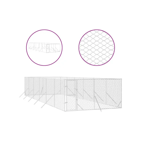 Chenil grillagé 12x4x2m 48m² Enclos extérieur galvanisé pour chien