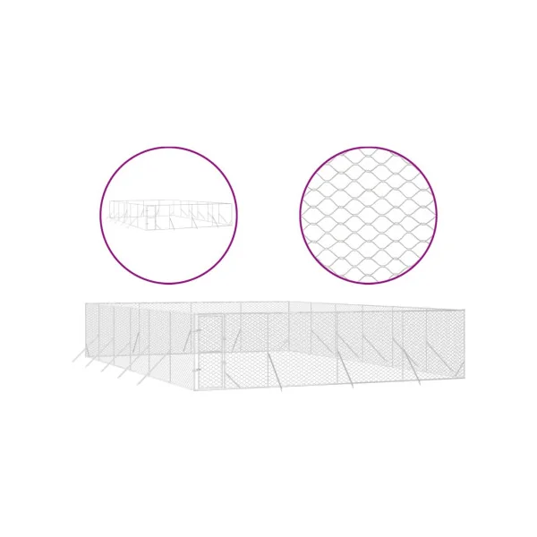 Chenil grillagé 12x8x2m 96m² Enclos extérieur galvanisé pour chien