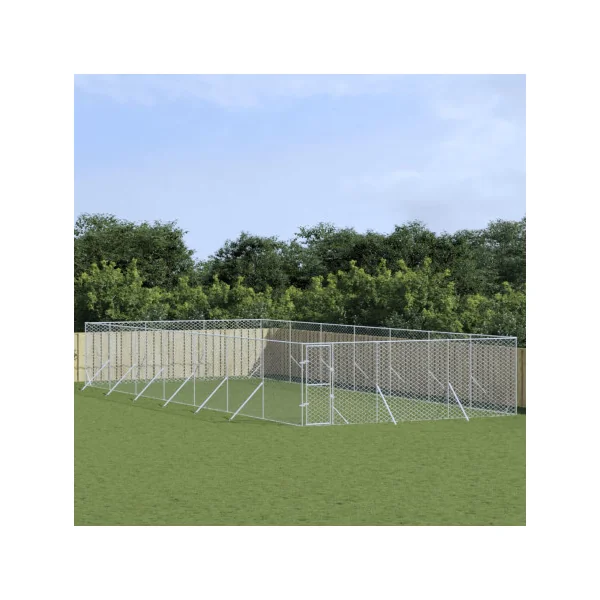 Chenil grillagé 14x6x2m 84m² Enclos extérieur galvanisé pour chien