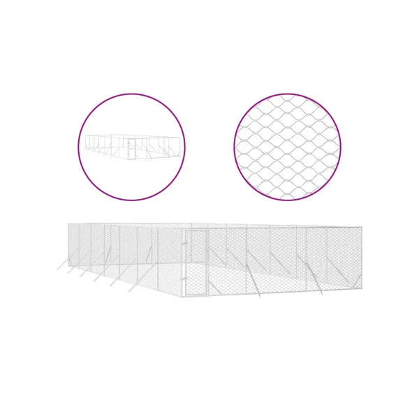 Chenil grillagé 14x6x2m 84m² Enclos extérieur galvanisé pour chien