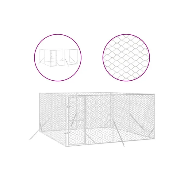 Chenil grillagé 4x4x2m 16m² Enclos extérieur galvanisé pour chien galvanisé pour chien