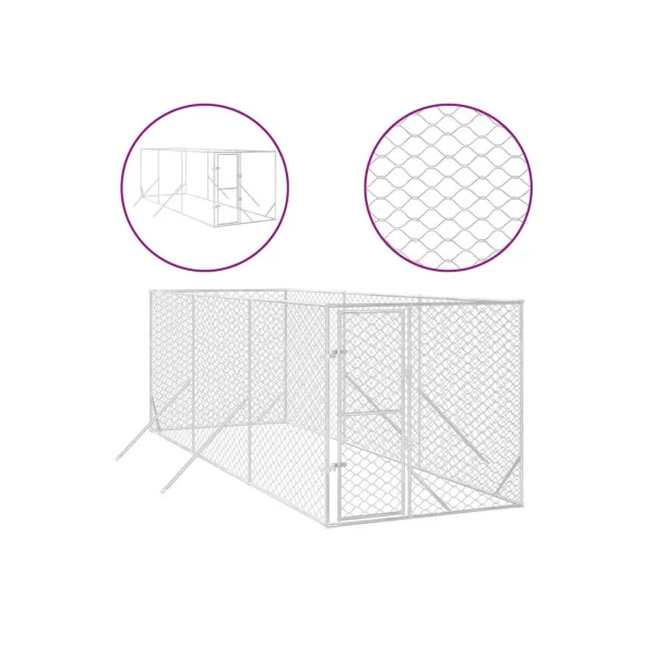 Chenil grillagé 6x2x2m 12m² Enclos extérieur galvanisé pour chien galvanisé pour chien